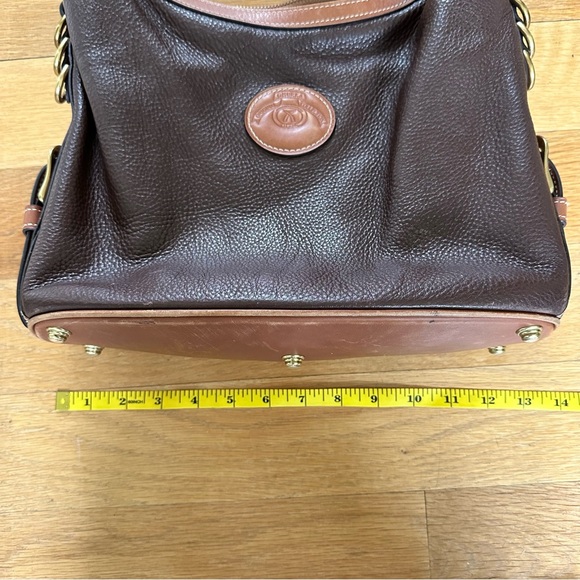 Ghurka Plaid Shoulder Bag. Brown and Tan with Gold Hardware. Luxury Leat… - Picture 9 of 11